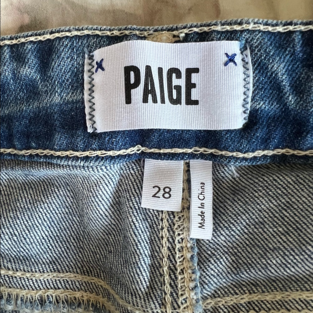 PAIGE Vintage Jimmy Jimmy Cutoff High‎ Waisted Denim Shorts, Size 28 - Picture 7 of 7
